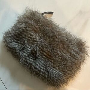 Ann Taylor Grey Fur Clutch NWT